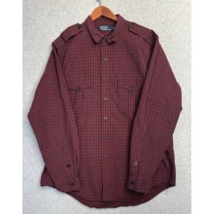 VTG Polo Ralph Lauren XXL Western Style Plaid Button Front Shirt 100% Cotton